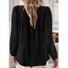imageWomens Fall Tops Crewneck Long Sleeve Shirts Casual Chiffon Blouses Flowy Lace Hem Boho Clothing Trendy 2025Black