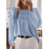 imageWomens Fall Tops Crewneck Long Sleeve Shirts Casual Chiffon Blouses Flowy Lace Hem Boho Clothing Trendy 2025Blue