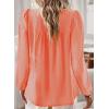 imageWomens Fall Tops Crewneck Long Sleeve Shirts Casual Chiffon Blouses Flowy Lace Hem Boho Clothing Trendy 2025Bright Orange