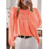 imageWomens Fall Tops Crewneck Long Sleeve Shirts Casual Chiffon Blouses Flowy Lace Hem Boho Clothing Trendy 2025Bright Orange