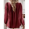 imageWomens Fall Tops Crewneck Long Sleeve Shirts Casual Chiffon Blouses Flowy Lace Hem Boho Clothing Trendy 2025Burgundy