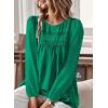 imageWomens Fall Tops Crewneck Long Sleeve Shirts Casual Chiffon Blouses Flowy Lace Hem Boho Clothing Trendy 2025Clover Green