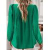 imageWomens Fall Tops Crewneck Long Sleeve Shirts Casual Chiffon Blouses Flowy Lace Hem Boho Clothing Trendy 2025Clover Green