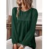 imageWomens Fall Tops Crewneck Long Sleeve Shirts Casual Chiffon Blouses Flowy Lace Hem Boho Clothing Trendy 2025Dark Green