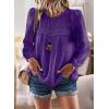 imageWomens Fall Tops Crewneck Long Sleeve Shirts Casual Chiffon Blouses Flowy Lace Hem Boho Clothing Trendy 2025Dark Purple