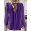 imageWomens Fall Tops Crewneck Long Sleeve Shirts Casual Chiffon Blouses Flowy Lace Hem Boho Clothing Trendy 2025Dark Purple