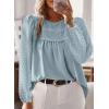 imageWomens Fall Tops Crewneck Long Sleeve Shirts Casual Chiffon Blouses Flowy Lace Hem Boho Clothing Trendy 2025Graygreen