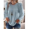 imageWomens Fall Tops Crewneck Long Sleeve Shirts Casual Chiffon Blouses Flowy Lace Hem Boho Clothing Trendy 2025Graygreen