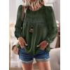 imageWomens Fall Tops Crewneck Long Sleeve Shirts Casual Chiffon Blouses Flowy Lace Hem Boho Clothing Trendy 2025Green