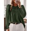 imageWomens Fall Tops Crewneck Long Sleeve Shirts Casual Chiffon Blouses Flowy Lace Hem Boho Clothing Trendy 2025Green