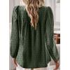 imageWomens Fall Tops Crewneck Long Sleeve Shirts Casual Chiffon Blouses Flowy Lace Hem Boho Clothing Trendy 2025Greenblack Dots