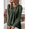 imageWomens Fall Tops Crewneck Long Sleeve Shirts Casual Chiffon Blouses Flowy Lace Hem Boho Clothing Trendy 2025Greengreen Dots