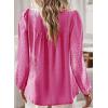 imageWomens Fall Tops Crewneck Long Sleeve Shirts Casual Chiffon Blouses Flowy Lace Hem Boho Clothing Trendy 2025Hot Pink