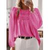 imageWomens Fall Tops Crewneck Long Sleeve Shirts Casual Chiffon Blouses Flowy Lace Hem Boho Clothing Trendy 2025Hot Pink