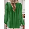 imageWomens Fall Tops Crewneck Long Sleeve Shirts Casual Chiffon Blouses Flowy Lace Hem Boho Clothing Trendy 2025Kelly Green