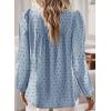 imageWomens Fall Tops Crewneck Long Sleeve Shirts Casual Chiffon Blouses Flowy Lace Hem Boho Clothing Trendy 2025Light Blueblack Dots
