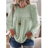imageWomens Fall Tops Crewneck Long Sleeve Shirts Casual Chiffon Blouses Flowy Lace Hem Boho Clothing Trendy 2025Light Green