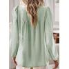 imageWomens Fall Tops Crewneck Long Sleeve Shirts Casual Chiffon Blouses Flowy Lace Hem Boho Clothing Trendy 2025Light Green