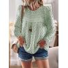 imageWomens Fall Tops Crewneck Long Sleeve Shirts Casual Chiffon Blouses Flowy Lace Hem Boho Clothing Trendy 2025Light Greenblack Dots