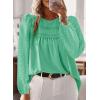 imageWomens Fall Tops Crewneck Long Sleeve Shirts Casual Chiffon Blouses Flowy Lace Hem Boho Clothing Trendy 2025Light Teal