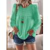imageWomens Fall Tops Crewneck Long Sleeve Shirts Casual Chiffon Blouses Flowy Lace Hem Boho Clothing Trendy 2025Light Teal