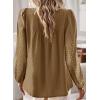imageWomens Fall Tops Crewneck Long Sleeve Shirts Casual Chiffon Blouses Flowy Lace Hem Boho Clothing Trendy 2025Mocha