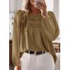 imageWomens Fall Tops Crewneck Long Sleeve Shirts Casual Chiffon Blouses Flowy Lace Hem Boho Clothing Trendy 2025Mocha