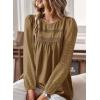 imageWomens Fall Tops Crewneck Long Sleeve Shirts Casual Chiffon Blouses Flowy Lace Hem Boho Clothing Trendy 2025Mocha