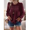 imageWomens Fall Tops Crewneck Long Sleeve Shirts Casual Chiffon Blouses Flowy Lace Hem Boho Clothing Trendy 2025Mulberry