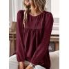 imageWomens Fall Tops Crewneck Long Sleeve Shirts Casual Chiffon Blouses Flowy Lace Hem Boho Clothing Trendy 2025Mulberry