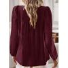 imageWomens Fall Tops Crewneck Long Sleeve Shirts Casual Chiffon Blouses Flowy Lace Hem Boho Clothing Trendy 2025Mulberry