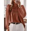 imageWomens Fall Tops Crewneck Long Sleeve Shirts Casual Chiffon Blouses Flowy Lace Hem Boho Clothing Trendy 2025Orange