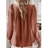 imageWomens Fall Tops Crewneck Long Sleeve Shirts Casual Chiffon Blouses Flowy Lace Hem Boho Clothing Trendy 2025Orange