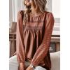 imageWomens Fall Tops Crewneck Long Sleeve Shirts Casual Chiffon Blouses Flowy Lace Hem Boho Clothing Trendy 2025Orange