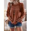 imageWomens Fall Tops Crewneck Long Sleeve Shirts Casual Chiffon Blouses Flowy Lace Hem Boho Clothing Trendy 2025Orange