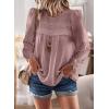 imageWomens Fall Tops Crewneck Long Sleeve Shirts Casual Chiffon Blouses Flowy Lace Hem Boho Clothing Trendy 2025Pink