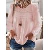 imageWomens Fall Tops Crewneck Long Sleeve Shirts Casual Chiffon Blouses Flowy Lace Hem Boho Clothing Trendy 2025Pink1