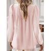 imageWomens Fall Tops Crewneck Long Sleeve Shirts Casual Chiffon Blouses Flowy Lace Hem Boho Clothing Trendy 2025Pink1