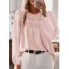 imageWomens Fall Tops Crewneck Long Sleeve Shirts Casual Chiffon Blouses Flowy Lace Hem Boho Clothing Trendy 2025Pink1
