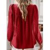 imageWomens Fall Tops Crewneck Long Sleeve Shirts Casual Chiffon Blouses Flowy Lace Hem Boho Clothing Trendy 2025Red