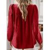 imageWomens Fall Tops Crewneck Long Sleeve Shirts Casual Chiffon Blouses Flowy Lace Hem Boho Clothing Trendy 2025Redblack Dots