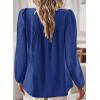 imageWomens Fall Tops Crewneck Long Sleeve Shirts Casual Chiffon Blouses Flowy Lace Hem Boho Clothing Trendy 2025Royal Blue