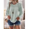 imageWomens Fall Tops Crewneck Long Sleeve Shirts Casual Chiffon Blouses Flowy Lace Hem Boho Clothing Trendy 2025Sage Green