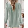 imageWomens Fall Tops Crewneck Long Sleeve Shirts Casual Chiffon Blouses Flowy Lace Hem Boho Clothing Trendy 2025Sage Green
