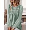 imageWomens Fall Tops Crewneck Long Sleeve Shirts Casual Chiffon Blouses Flowy Lace Hem Boho Clothing Trendy 2025Sage Green