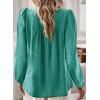 imageWomens Fall Tops Crewneck Long Sleeve Shirts Casual Chiffon Blouses Flowy Lace Hem Boho Clothing Trendy 2025Turquoise