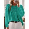 imageWomens Fall Tops Crewneck Long Sleeve Shirts Casual Chiffon Blouses Flowy Lace Hem Boho Clothing Trendy 2025Turquoise