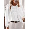 imageWomens Fall Tops Crewneck Long Sleeve Shirts Casual Chiffon Blouses Flowy Lace Hem Boho Clothing Trendy 2025White
