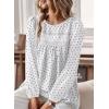 imageWomens Fall Tops Crewneck Long Sleeve Shirts Casual Chiffon Blouses Flowy Lace Hem Boho Clothing Trendy 2025Whiteblack Dots