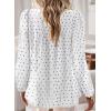 imageWomens Fall Tops Crewneck Long Sleeve Shirts Casual Chiffon Blouses Flowy Lace Hem Boho Clothing Trendy 2025Whiteblack Dots